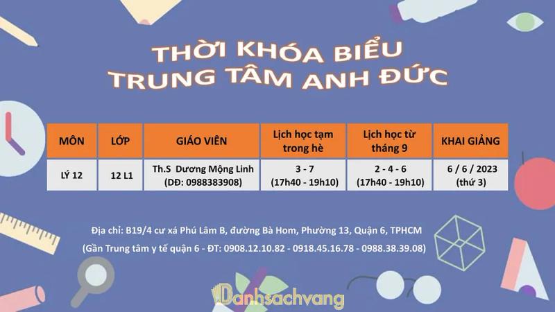 Hình ảnh Trung tâm luyện thi đại học Anh Đức - Toán Math.LH: 4 Cư Xá Phú Lâm B, Q.6