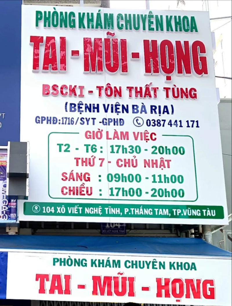 Hình ảnh Phòng khám Tai Mũi Họng Bác sĩ Tôn Thất Tùng: 104 Xô Viết Nghệ Tĩnh, TP Vũng Tàu