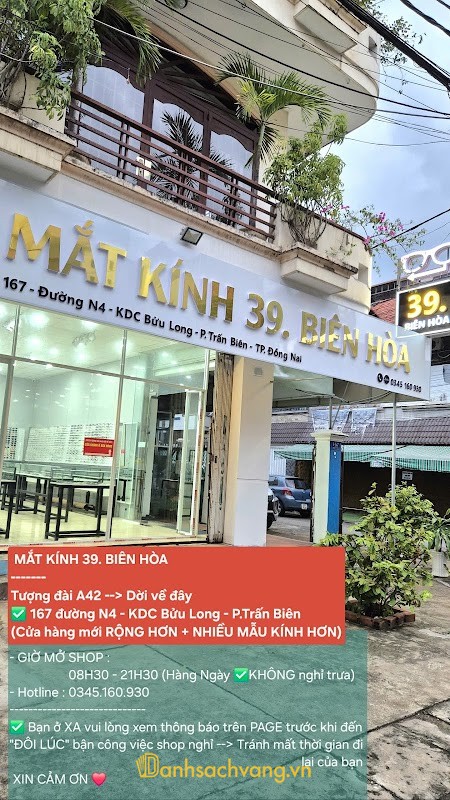 Mắt Kính 39 Biên Hòa - cửa hàng mắt kính ở Đồng Nai