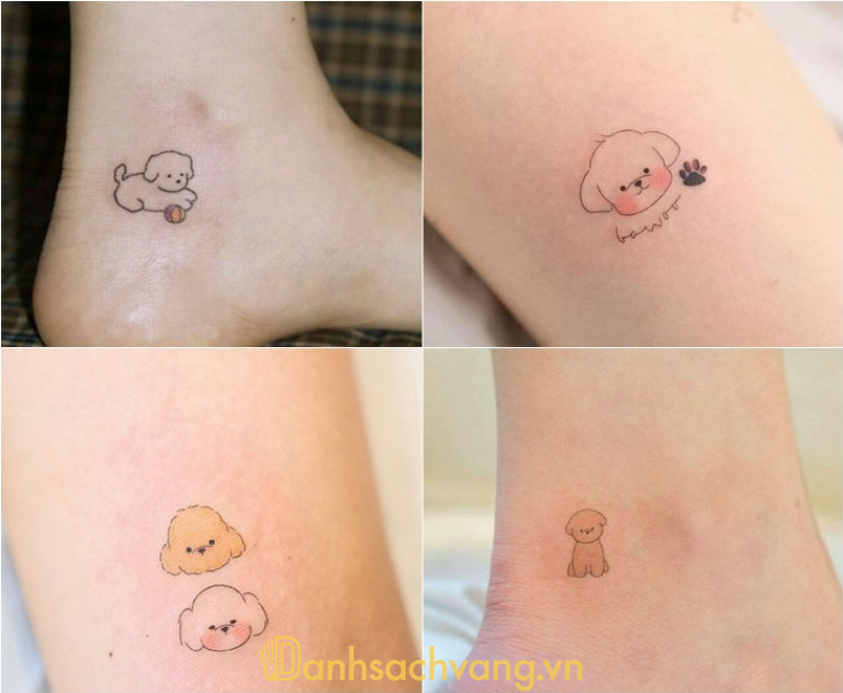 Hình xăm con chó mini cute cho người tuổi Tuất