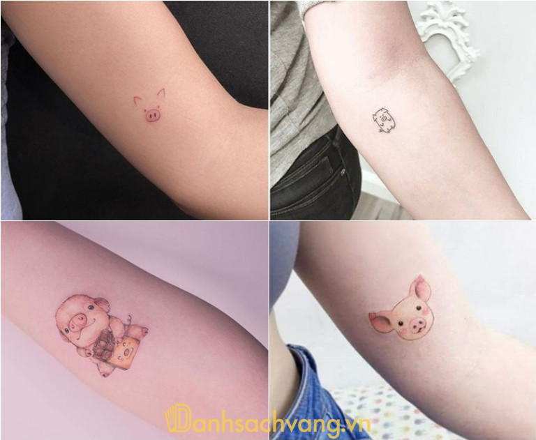 Tattoo hình chú lợn dễ thương cho bạn gái