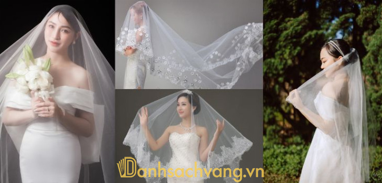 Tạo dáng đưa tay cầm nhẹ phần khăn voan