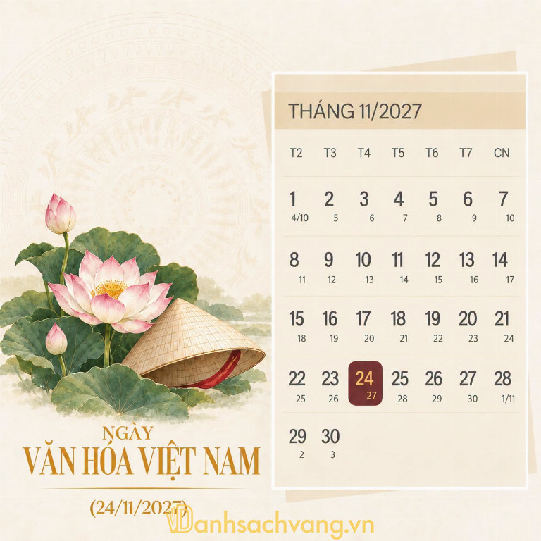 Lịch nghỉ ngày văn hoá việt nam 24/11/2027