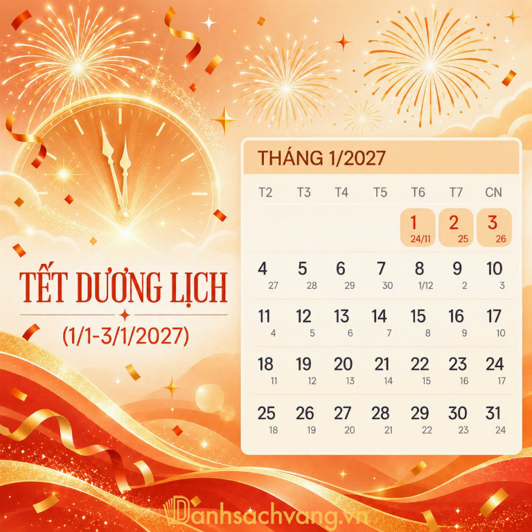 Lịch nghỉ tết dương lịch 2027