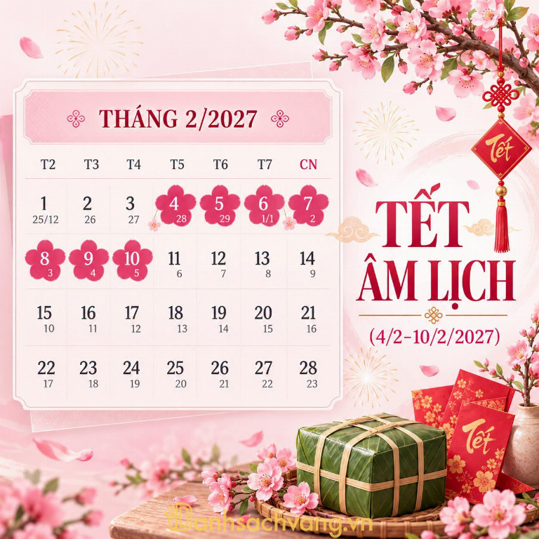 Lịch nghỉ tết nguyên đán âm lịch 2027
