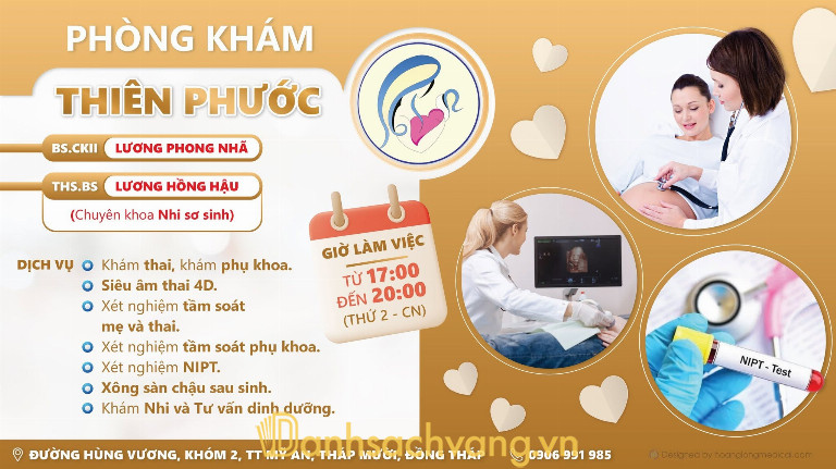 Phòng khám Sản Phụ Khoa Thiên Phước BS Lương Phong Nhã – Khu vực GRFR+94P, Tháp Mười