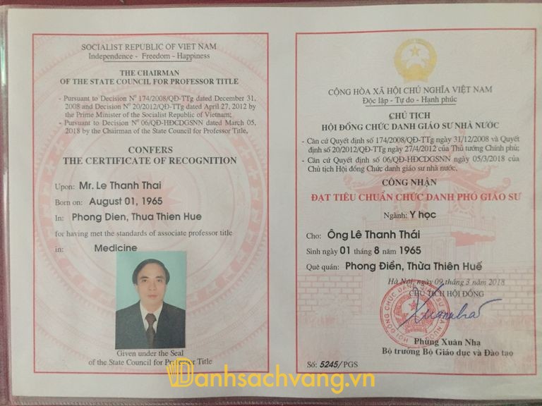 Phòng khám Tai Mũi Họng PGS.TS.BS Lê Thanh Thái ở Huế