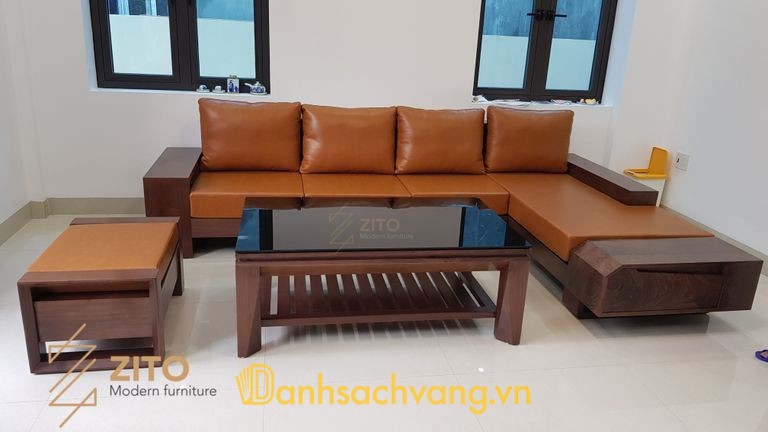 Showroom sofa và thiết kế thi công nội thất gỗ óc chó tại Hạ Long Quảng Ninh