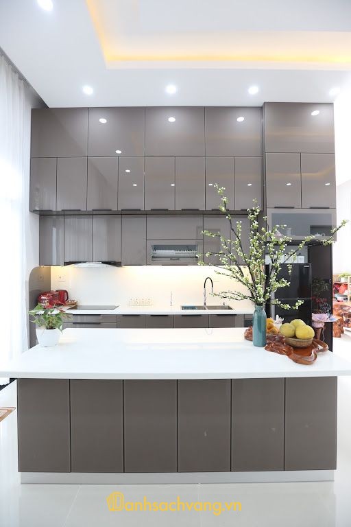 Tủ Bếp Domino Quy Nhơn - thi công tủ bếp inox cánh kính tại Gia Lai